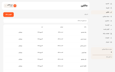 فهرست مالکین بنگاه در پنل